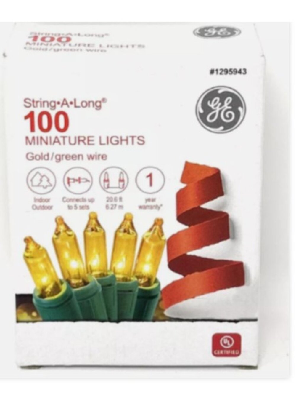 GOLD YELLOW GE String-A-Long 100ct  Lights Incandescent Christmas PARTY